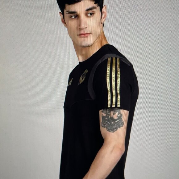 Adidas Real Madrid Climalite Short Sleeve T-Shirt Black/Gold Mens 2XL - Picture 3 of 15